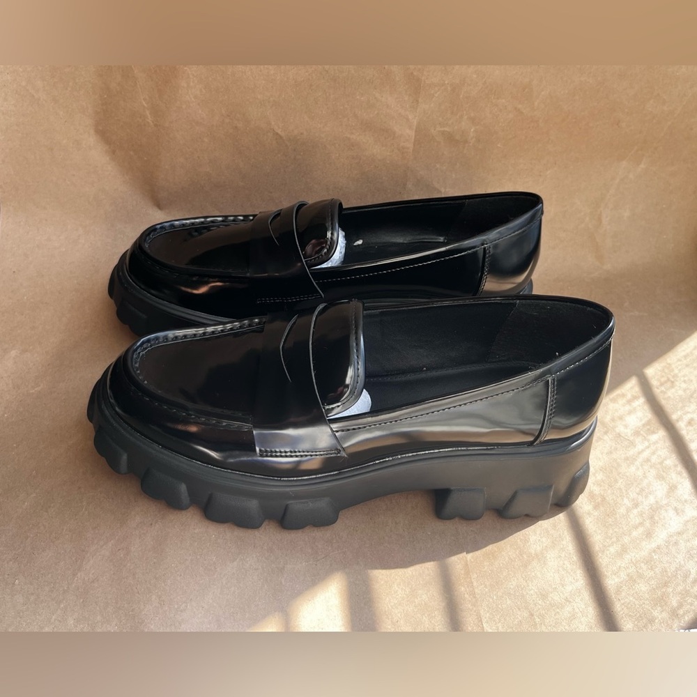 Bar III Black Platform Loafers Shoes Size 10 M - Picture 2 of 12